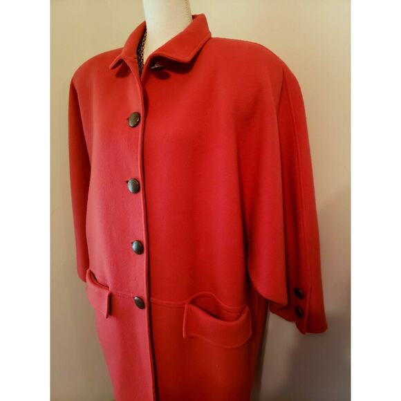 Vintage Rare OSCAR DE LA RENTA Oversized Coat Womens Red Wool Overcoat size 4 - Picture 2 of 9